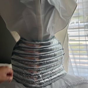 Silver metallic puff skirt